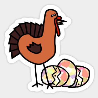 Thanksgiving Turkey with Easter Eggs Sticker